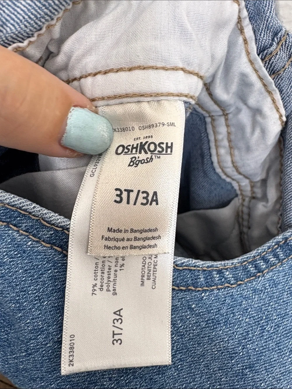 Osh Kosh B'gosh Floral Contrast Denim Overalls Girls Size 3T BLEMISH